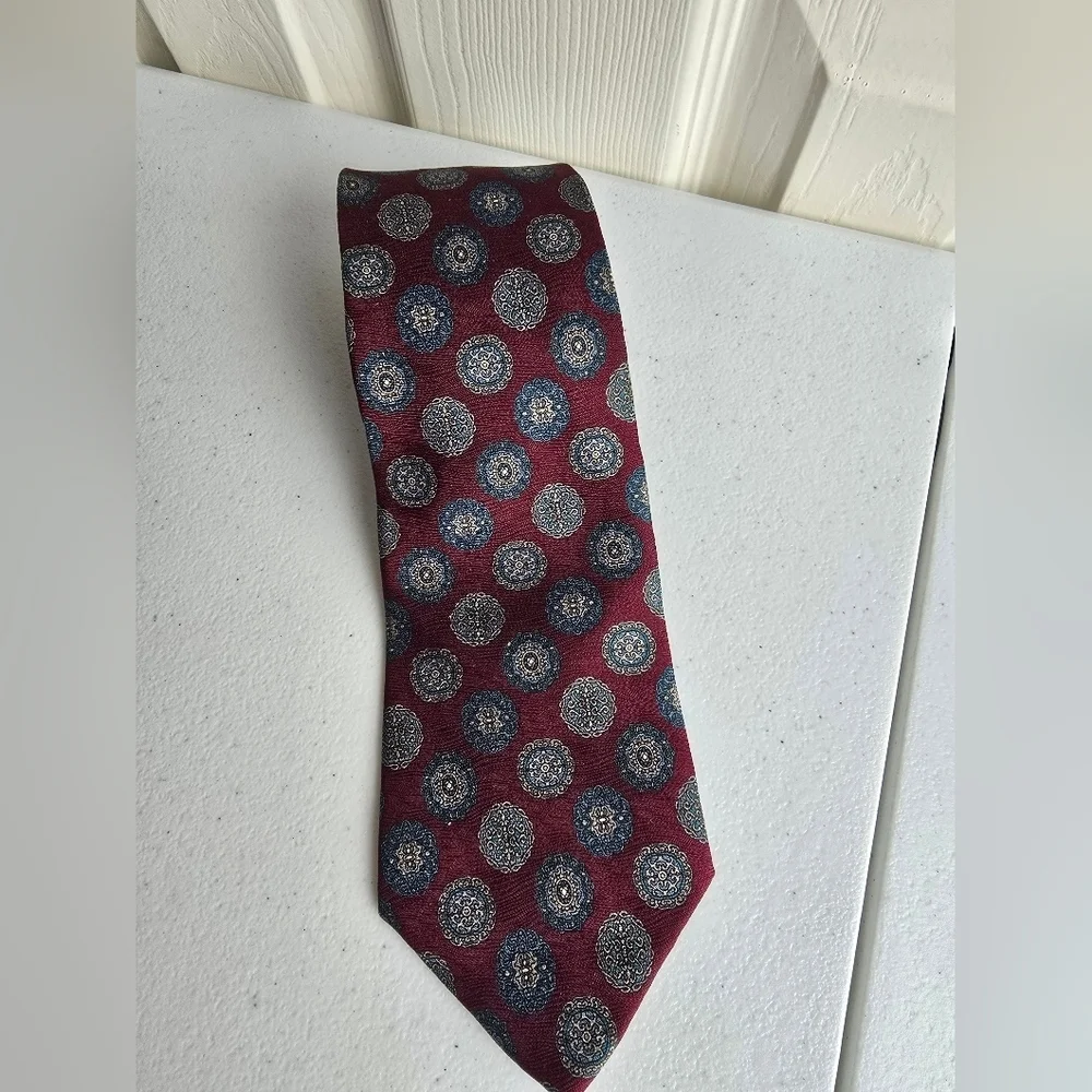 Dior Red and Blue Tie with Polka Dot Design